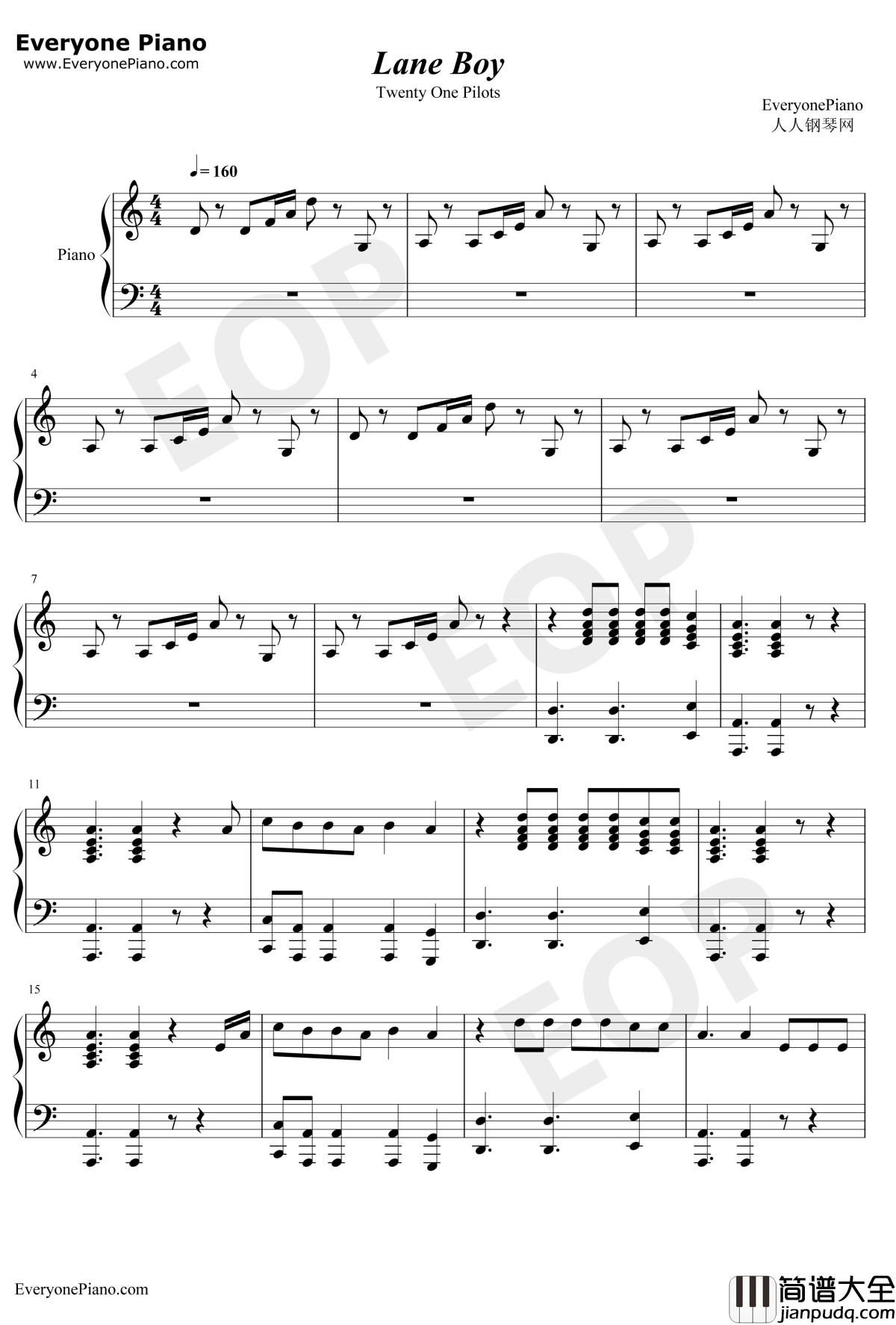 Lane_Boy钢琴谱_Twenty_One_Pilots
