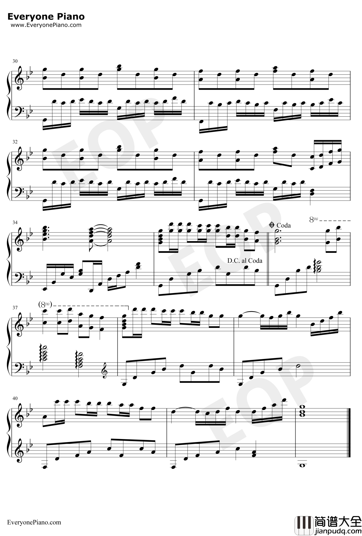 天仙子钢琴谱_谢雨欣_剑侠情缘插曲