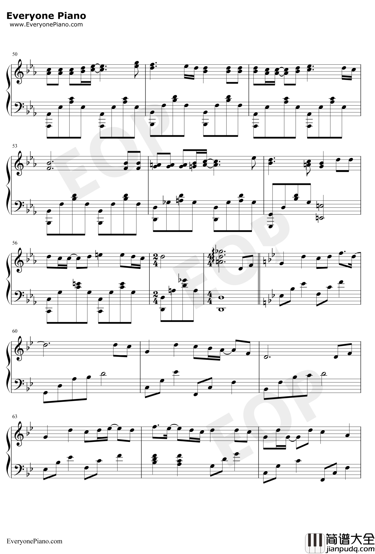 不染钢琴谱_毛不易_完美版