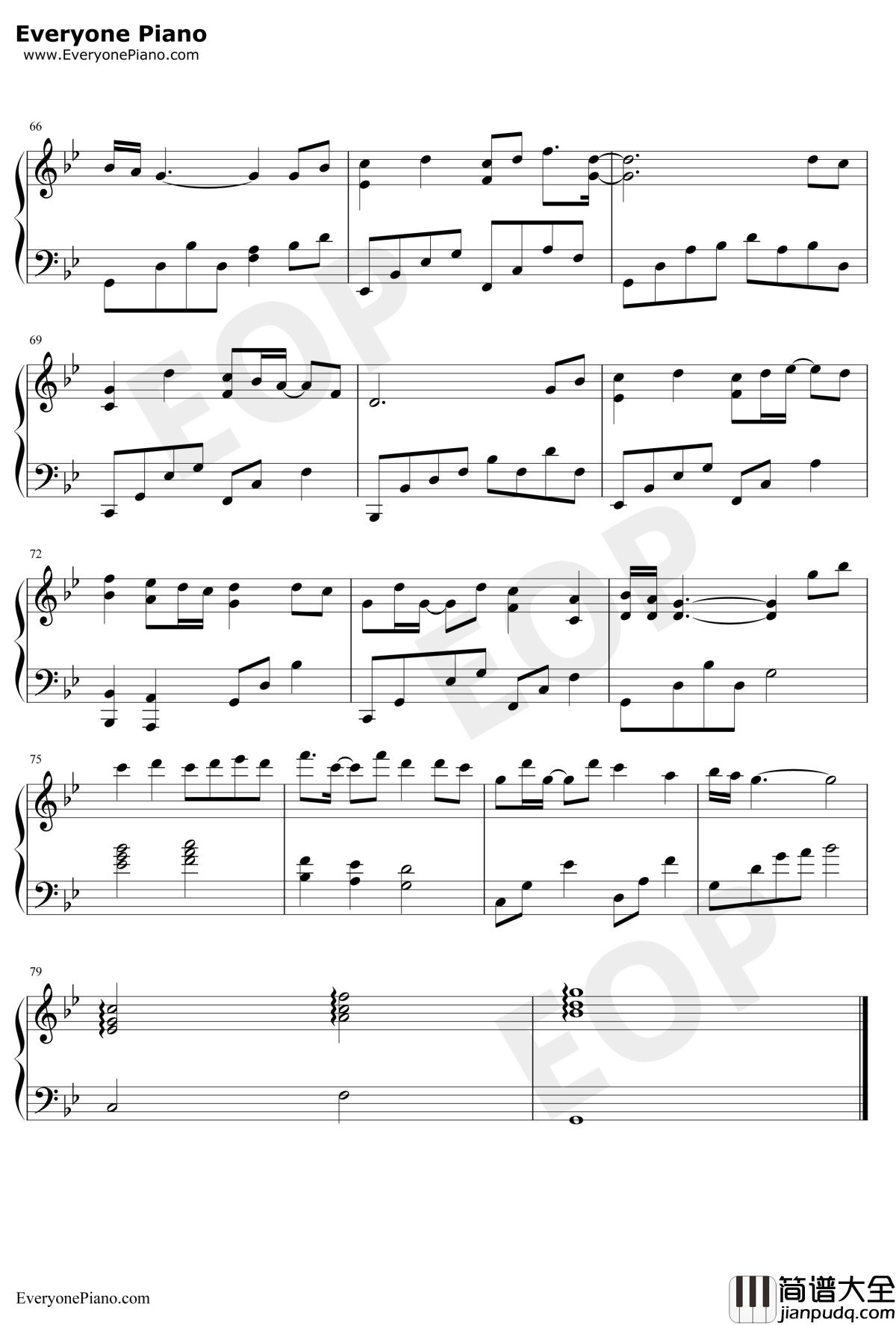 不染钢琴谱_毛不易_完美版