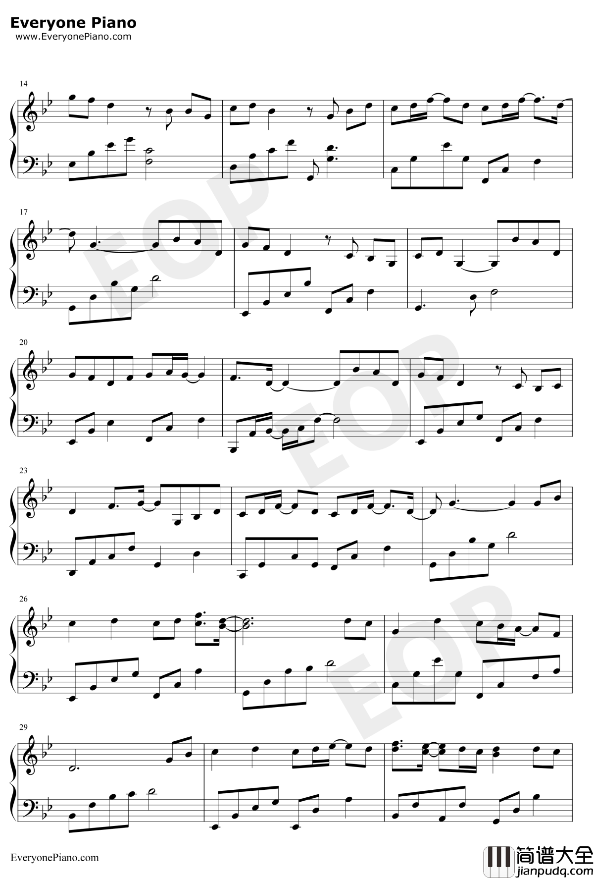 不染钢琴谱_毛不易_完美版