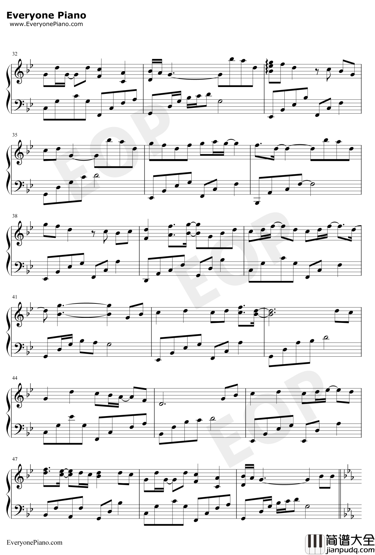 不染钢琴谱_毛不易_完美版