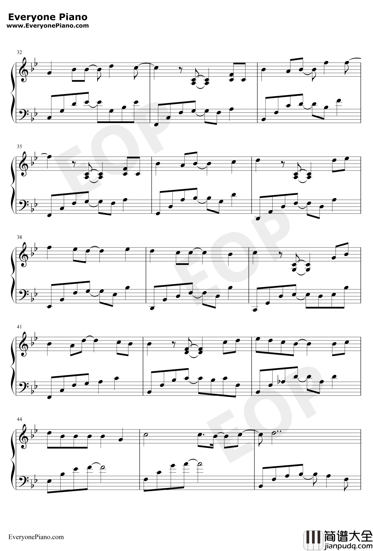 因为遇见你钢琴谱_王源