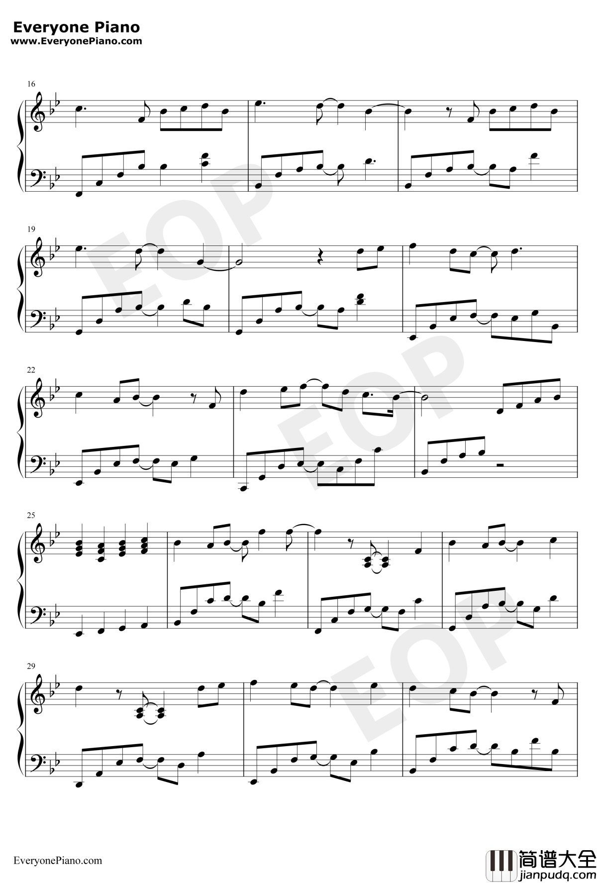 因为遇见你钢琴谱_王源