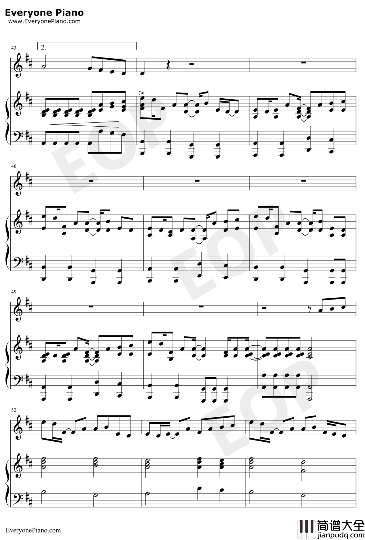 追光者钢琴谱_岑宁儿_完美伴奏版