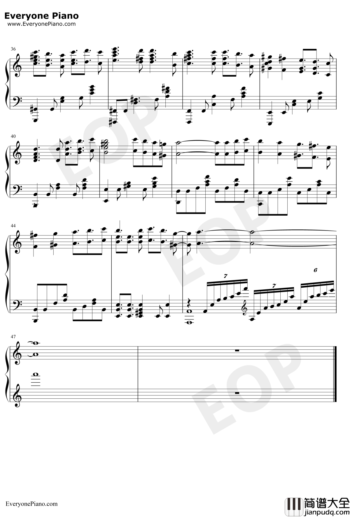 アイリス钢琴谱_蓝井艾露_刀剑神域AlicizationED