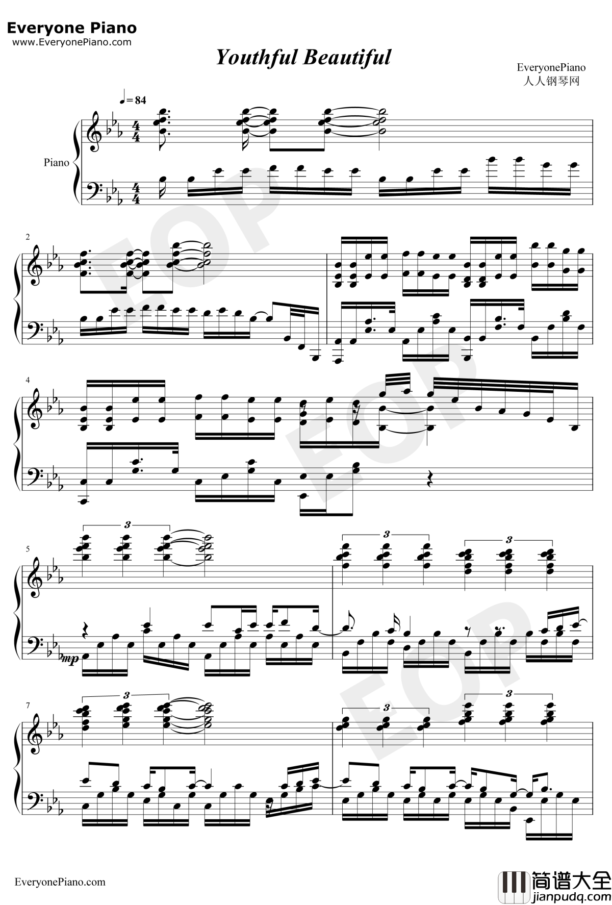 Youthful_Beautiful钢琴谱_内田真礼_SSSS.GRIDMANED