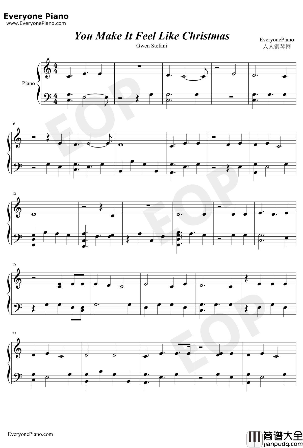 You_Make_It_Feel_Like_Christmas钢琴谱_GwenStefani
