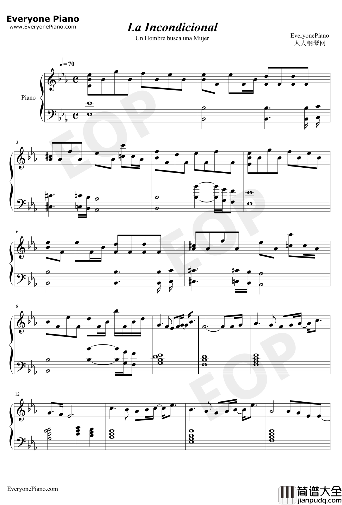 La_Incondicional钢琴谱_LuisMiguel