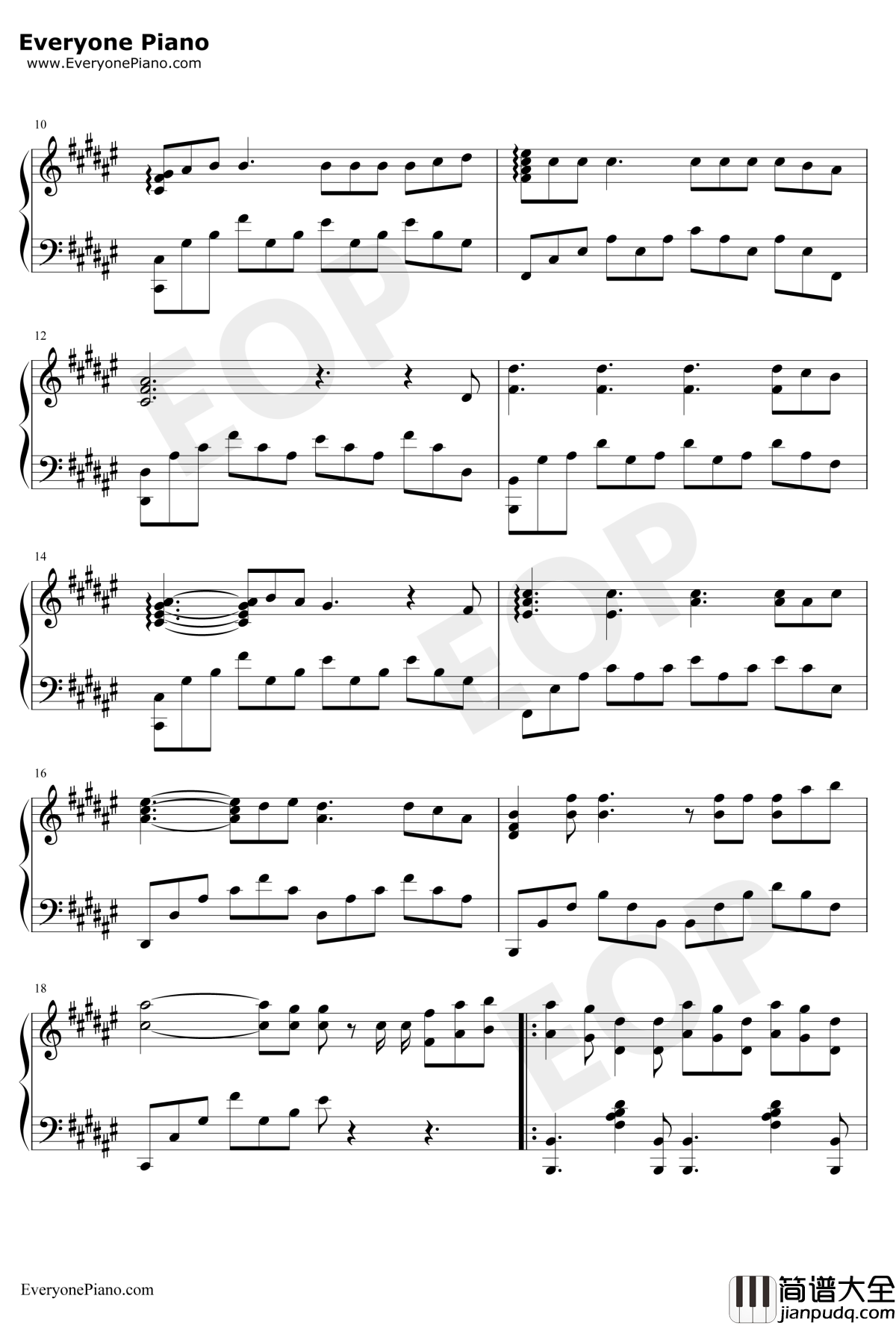 Wonderful_U钢琴谱_AGA_完美独奏版