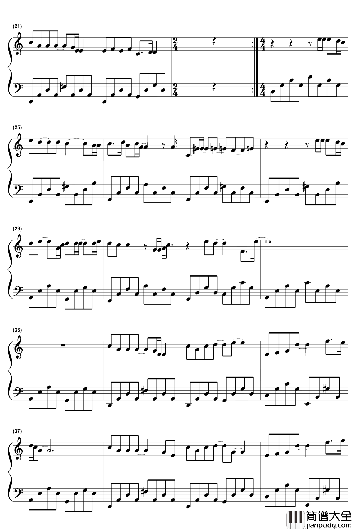 时间停了钢琴谱_鹿晗_我们就停在这儿吧