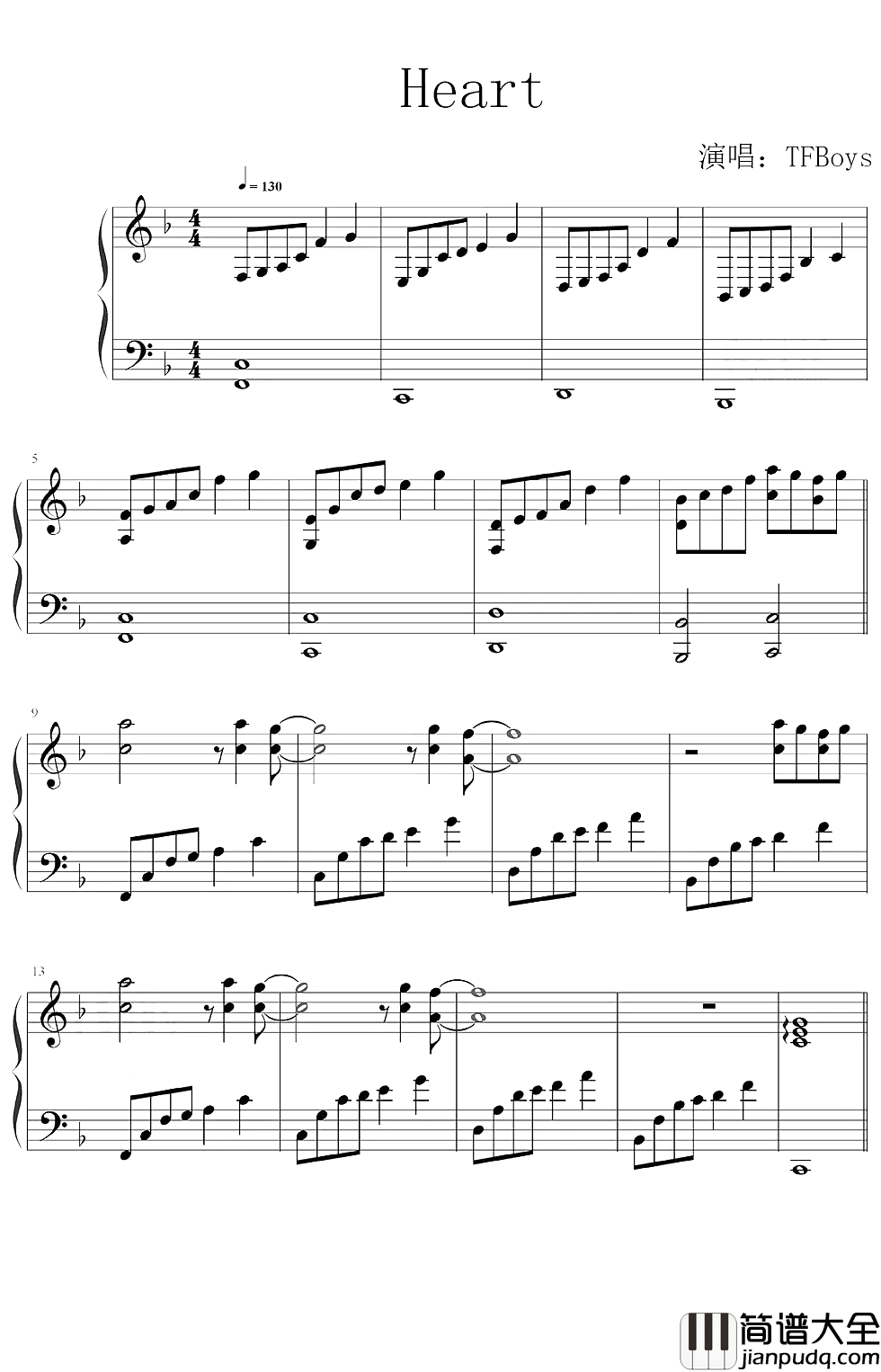 Heart钢琴谱_TFBOYS_年度十大金曲榜TFBOYS占4首，五周年Heart献上初心