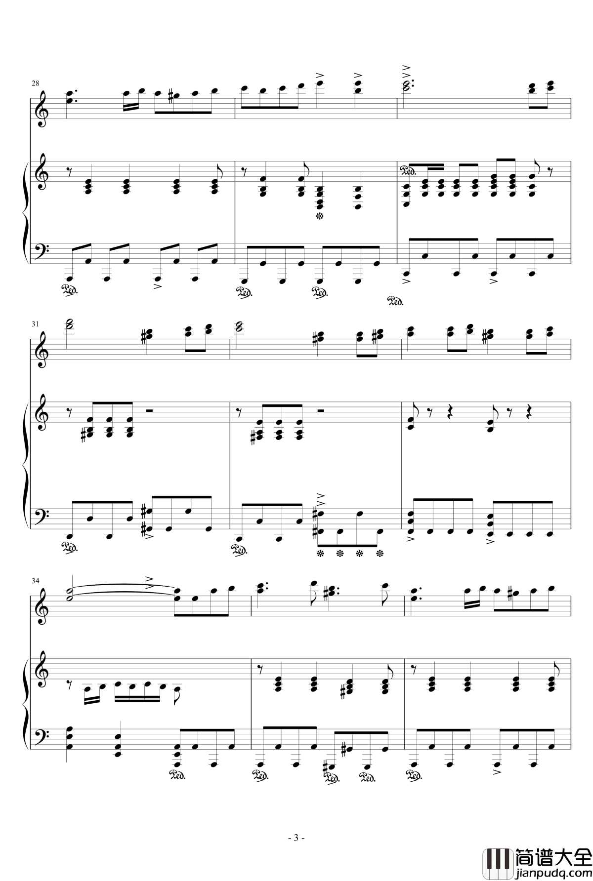 V3钢琴谱_小提琴钢琴协奏_快乐小陆鹿