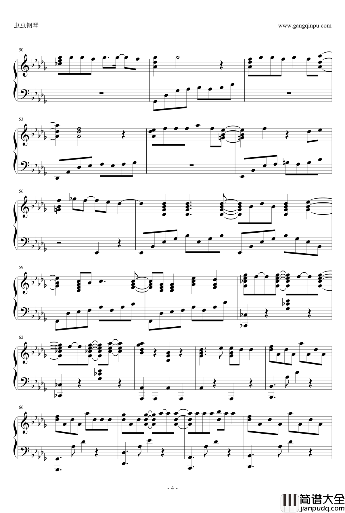 Dont_go钢琴谱_蝴蝶少女_EXO_M