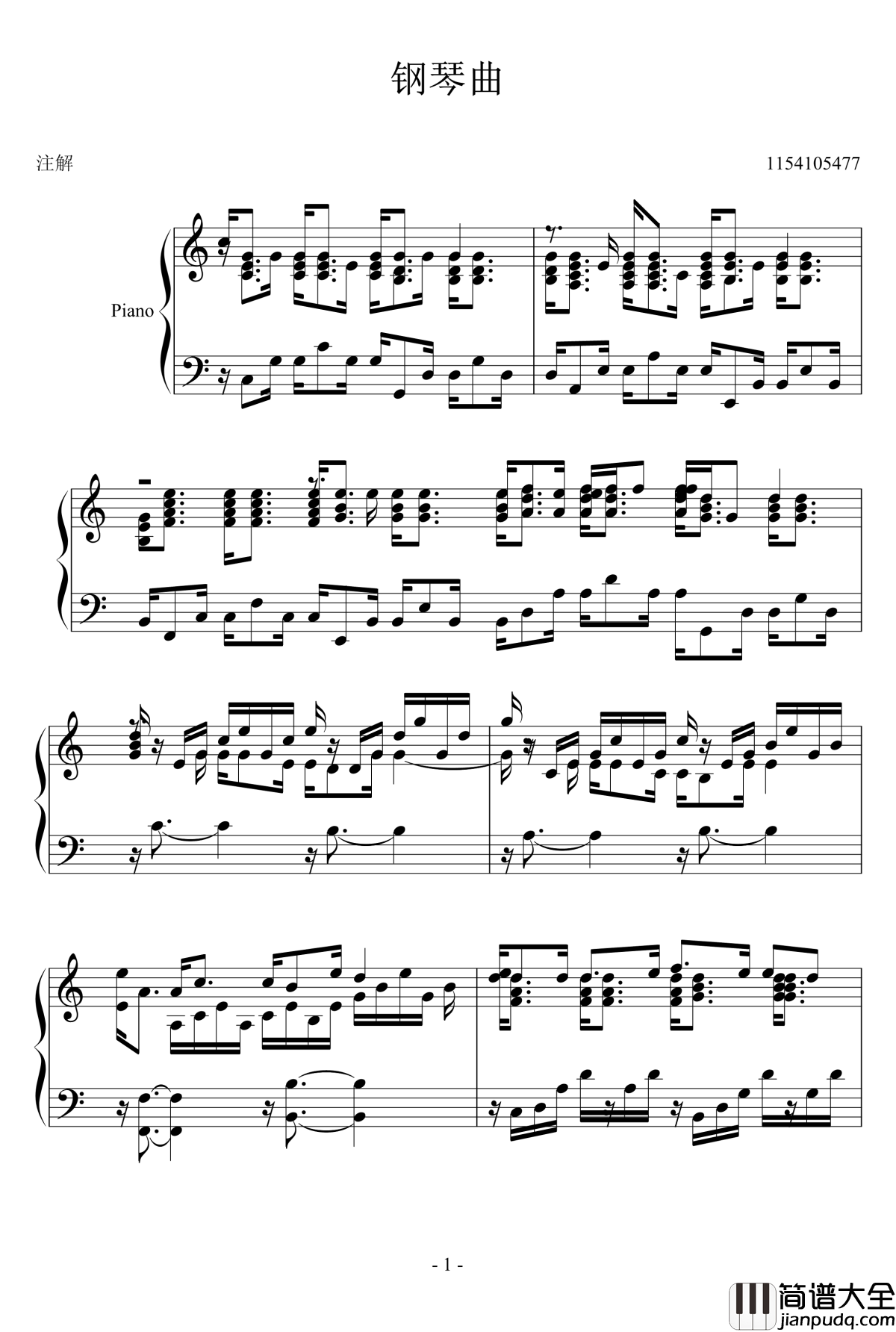 钢琴曲钢琴谱_1154105477