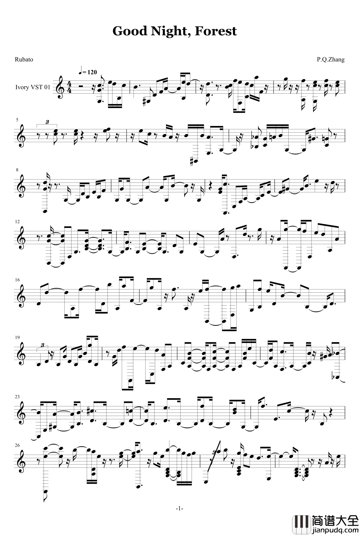 Good_Night,_Forest钢琴谱_钢琴张