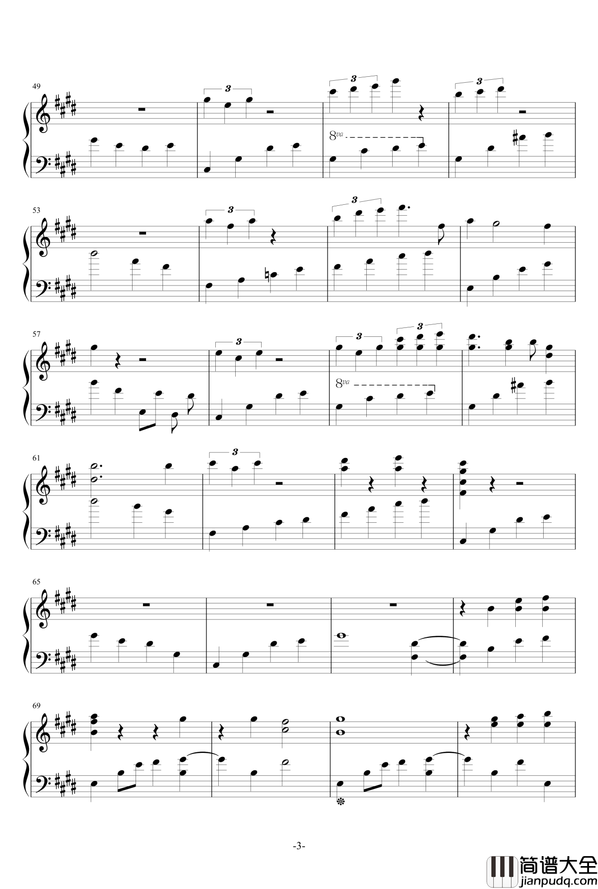 无题钢琴谱_zhangyunye