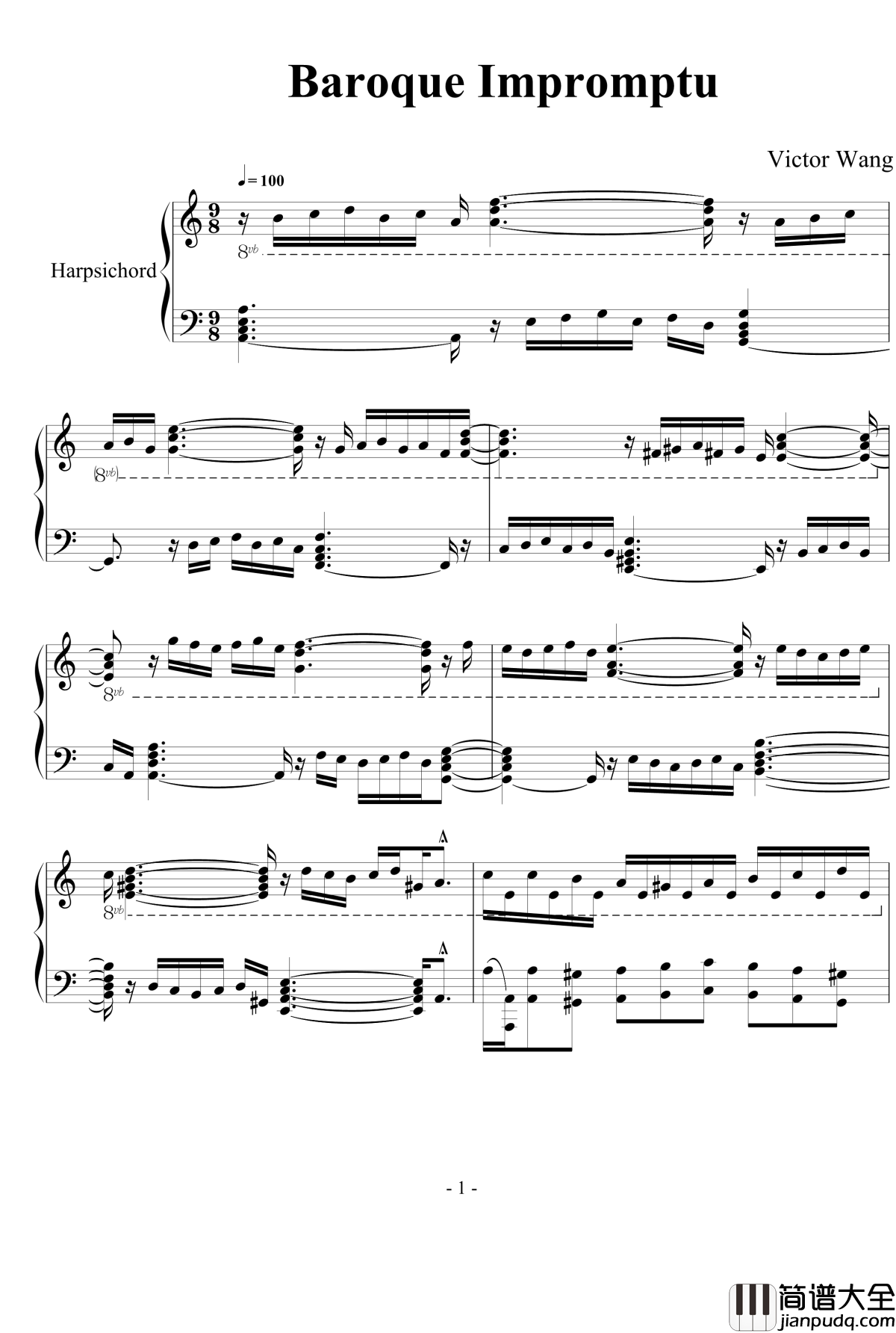 巴洛克即兴曲钢琴谱_beornotbe