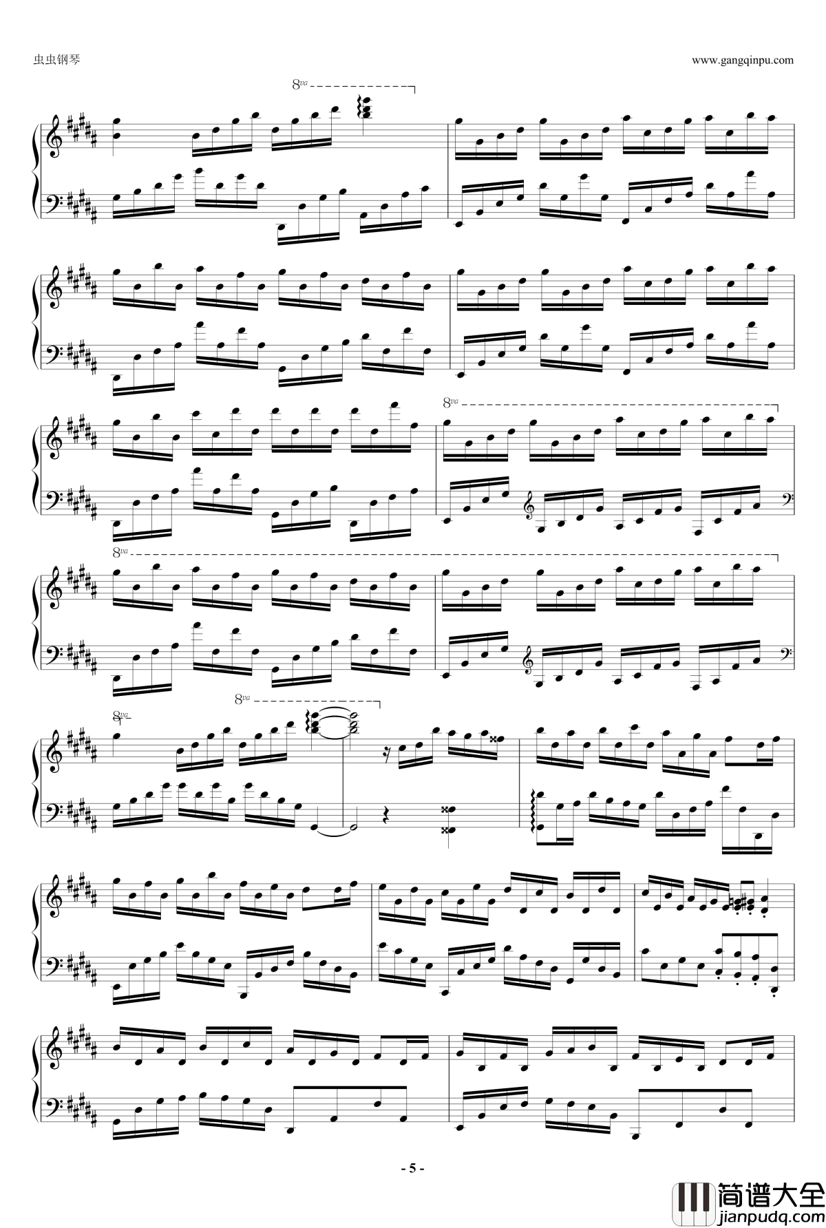 flower_dance钢琴谱_纯钢_DJ_Okawari