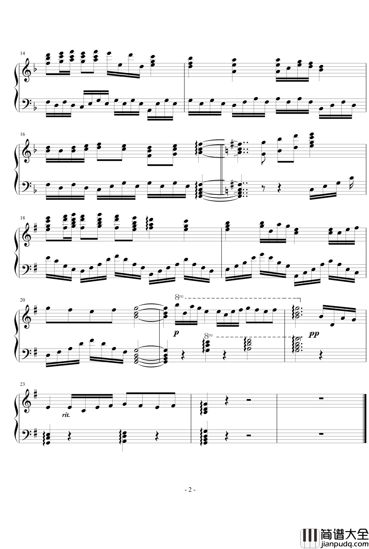 日落海岸钢琴谱_SFTGSoft