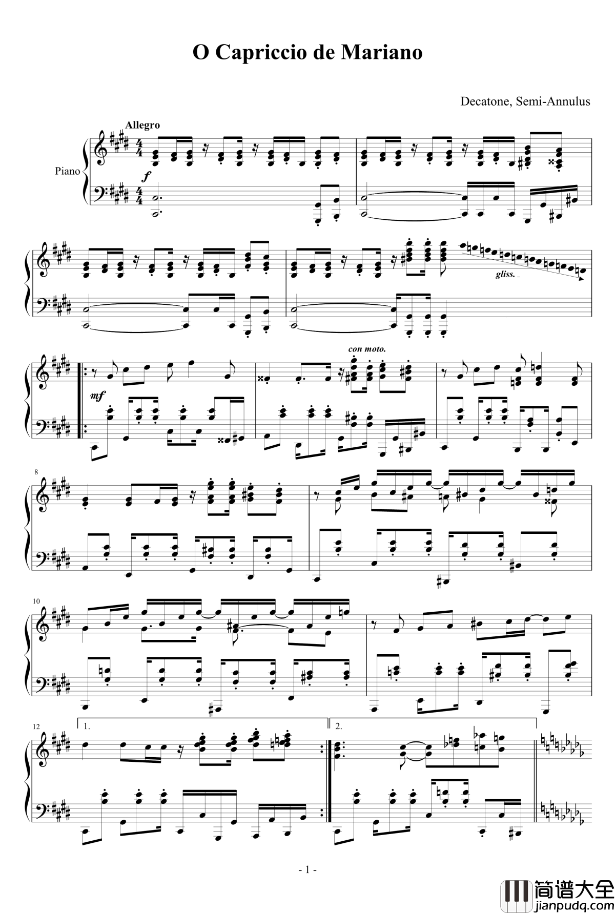 O_Capriccio_de_Mariano钢琴谱_十音散人