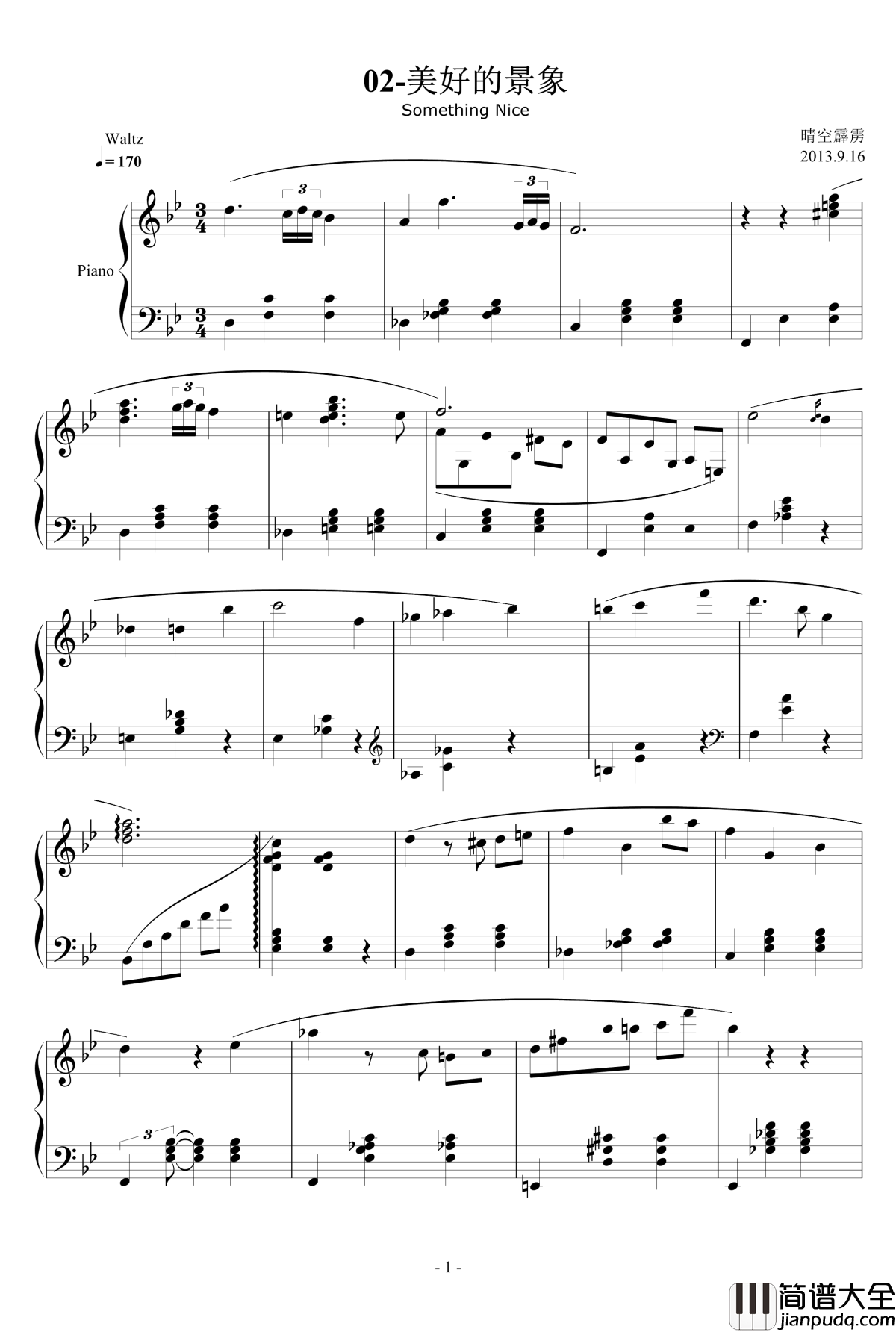 童话组曲02钢琴谱_Something_Nice_thisisit2009a