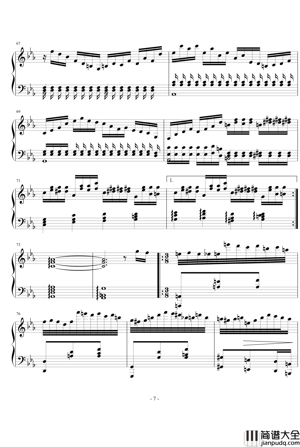 逆向的C小调钢琴谱_忧郁呵呵_zzp0753