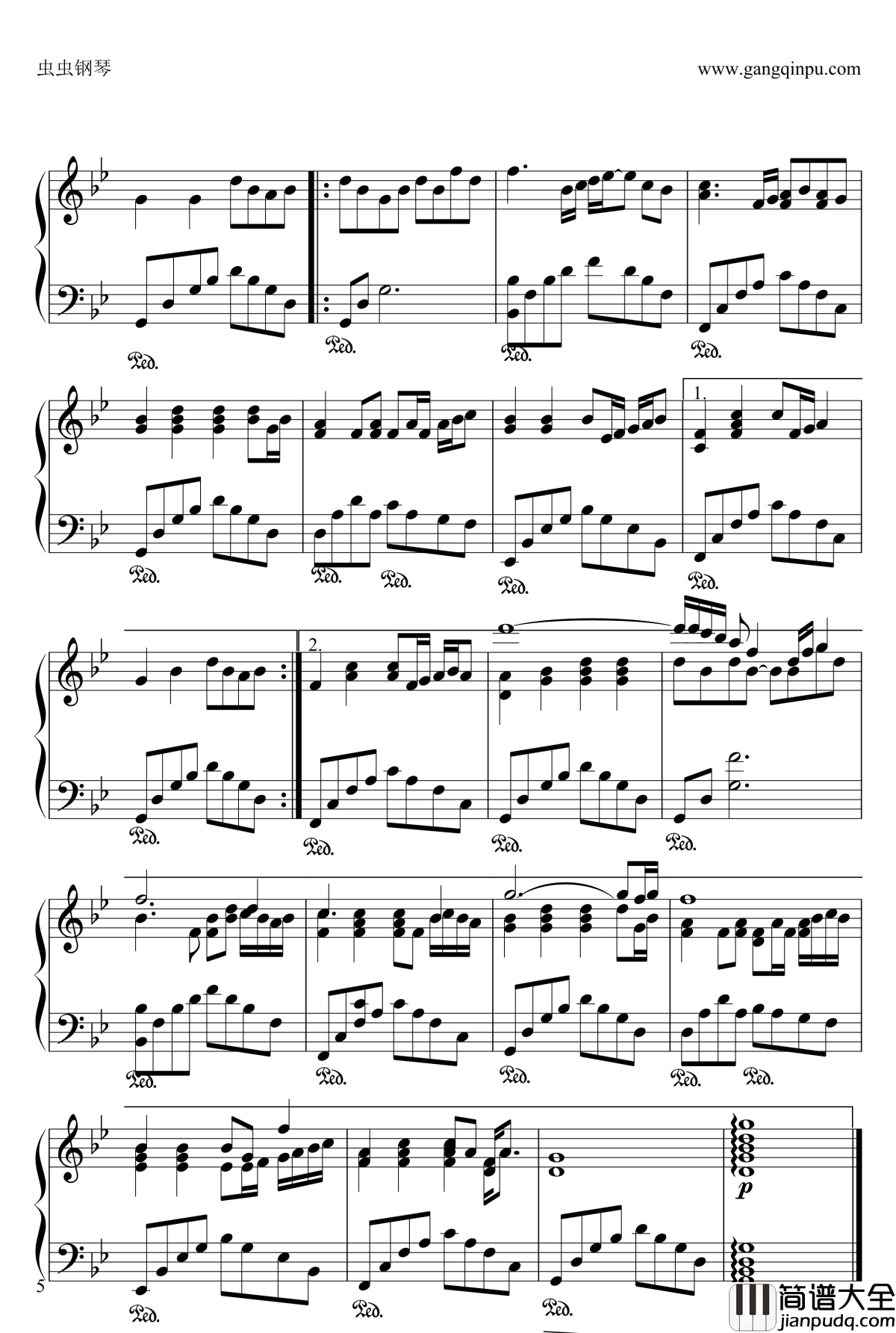 黄昏钢琴谱_伴奏弹唱版_周传雄