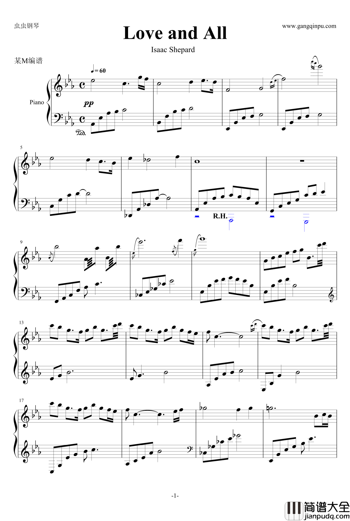 Love_and_All钢琴谱_Isaac_Shepard