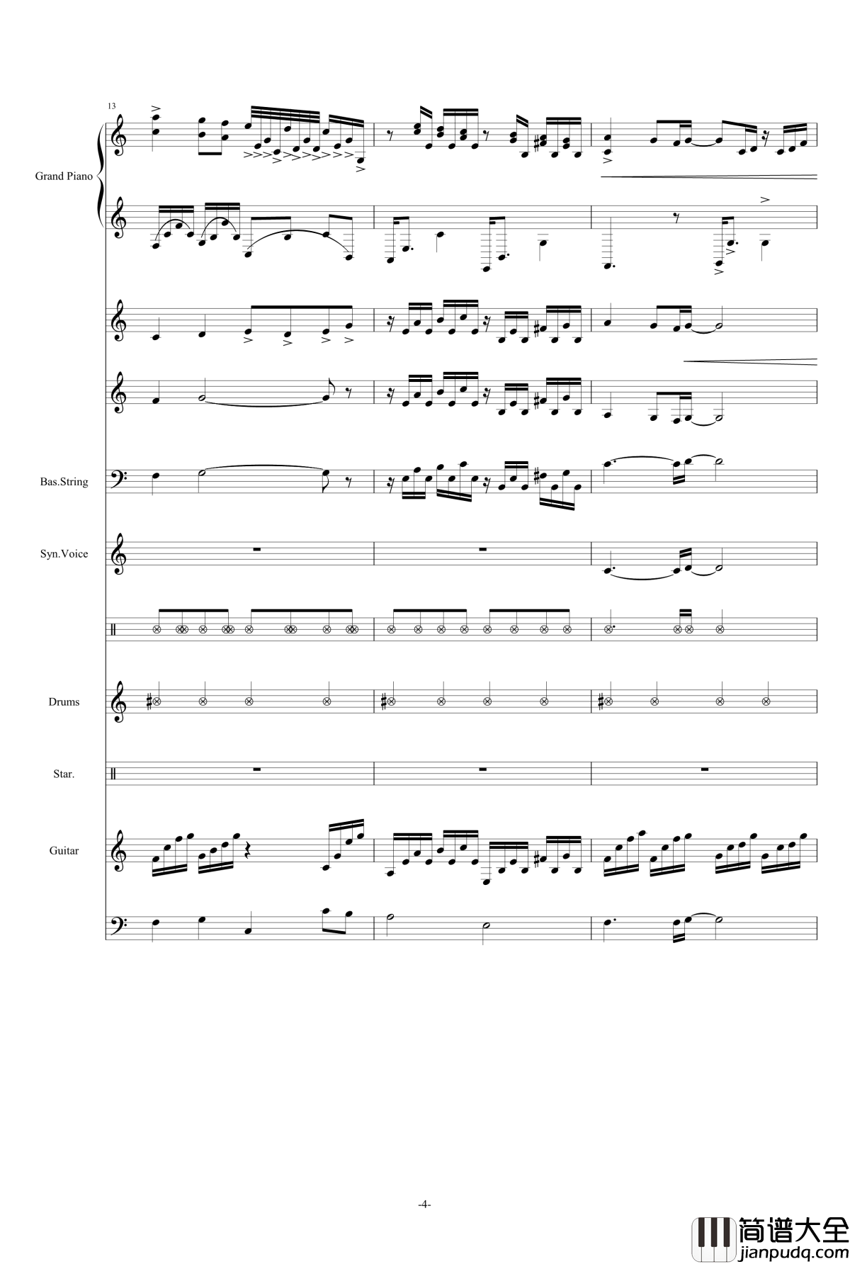 水边的阿迪丽娜钢琴谱_原版乐队总谱_理查德·马克斯