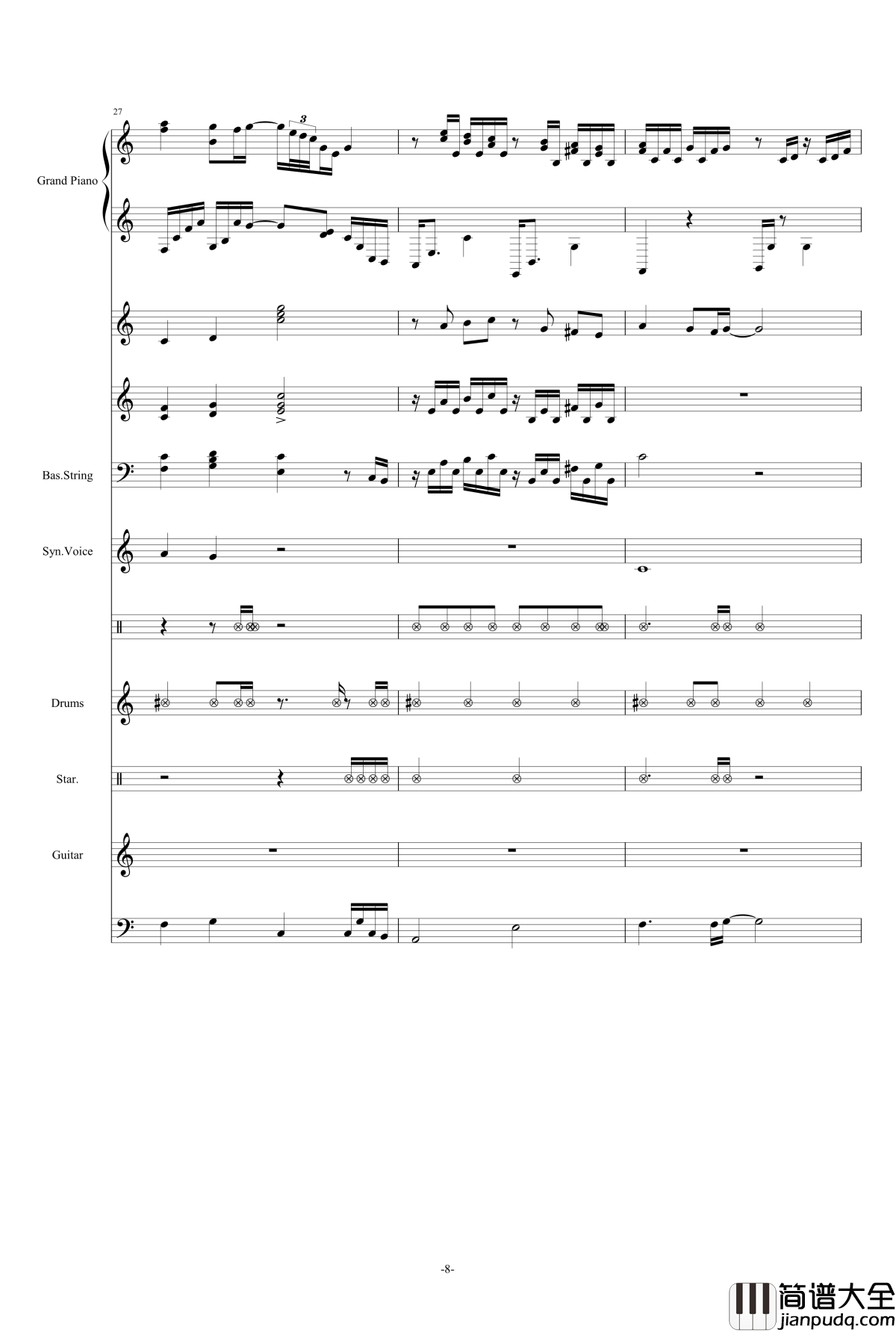 水边的阿迪丽娜钢琴谱_原版乐队总谱_理查德·马克斯