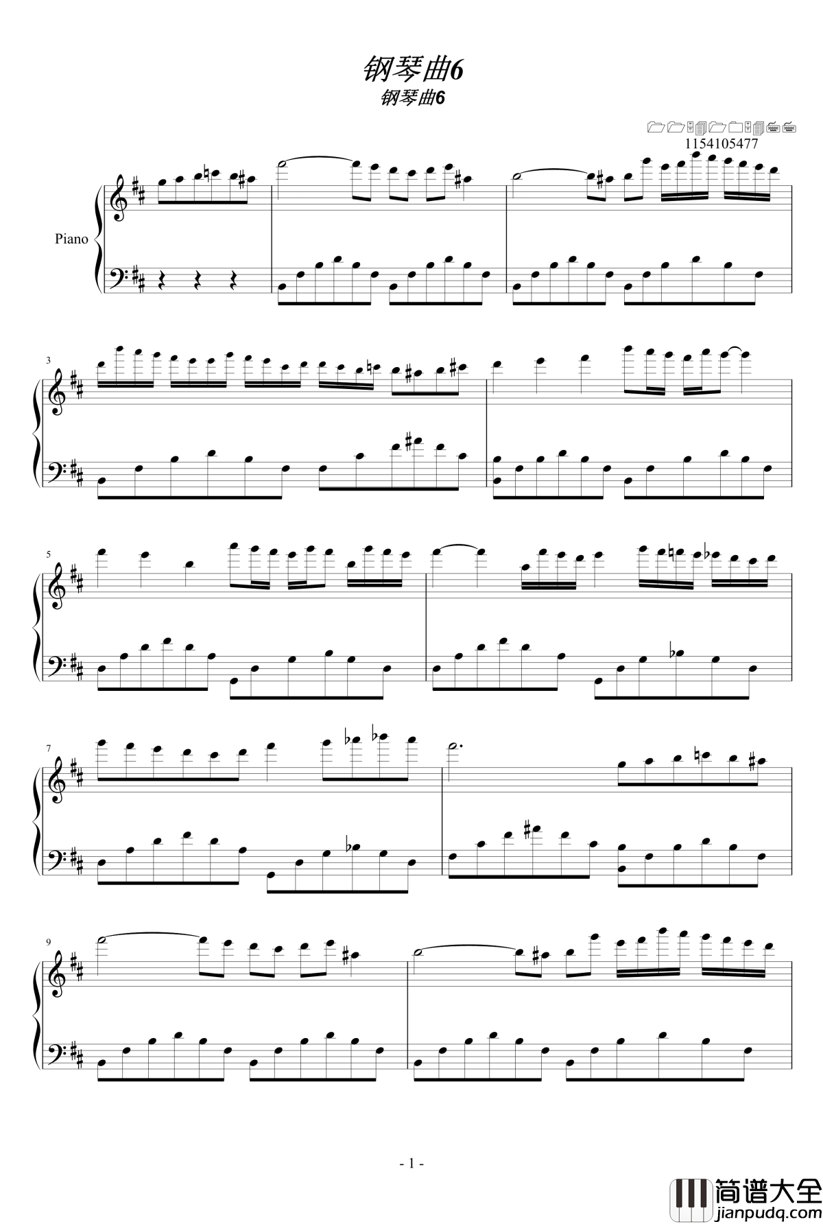 钢琴曲6钢琴谱_1154105477