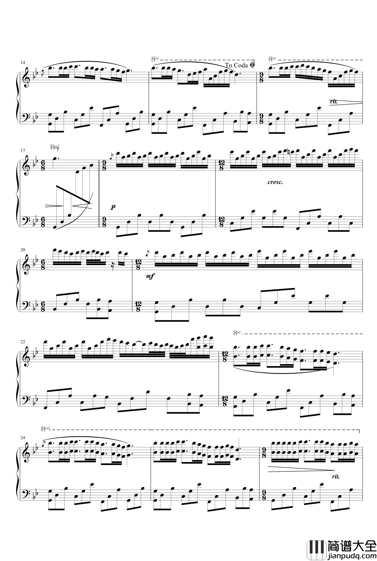 梦中的婚礼钢琴谱_变奏曲_yuge1992