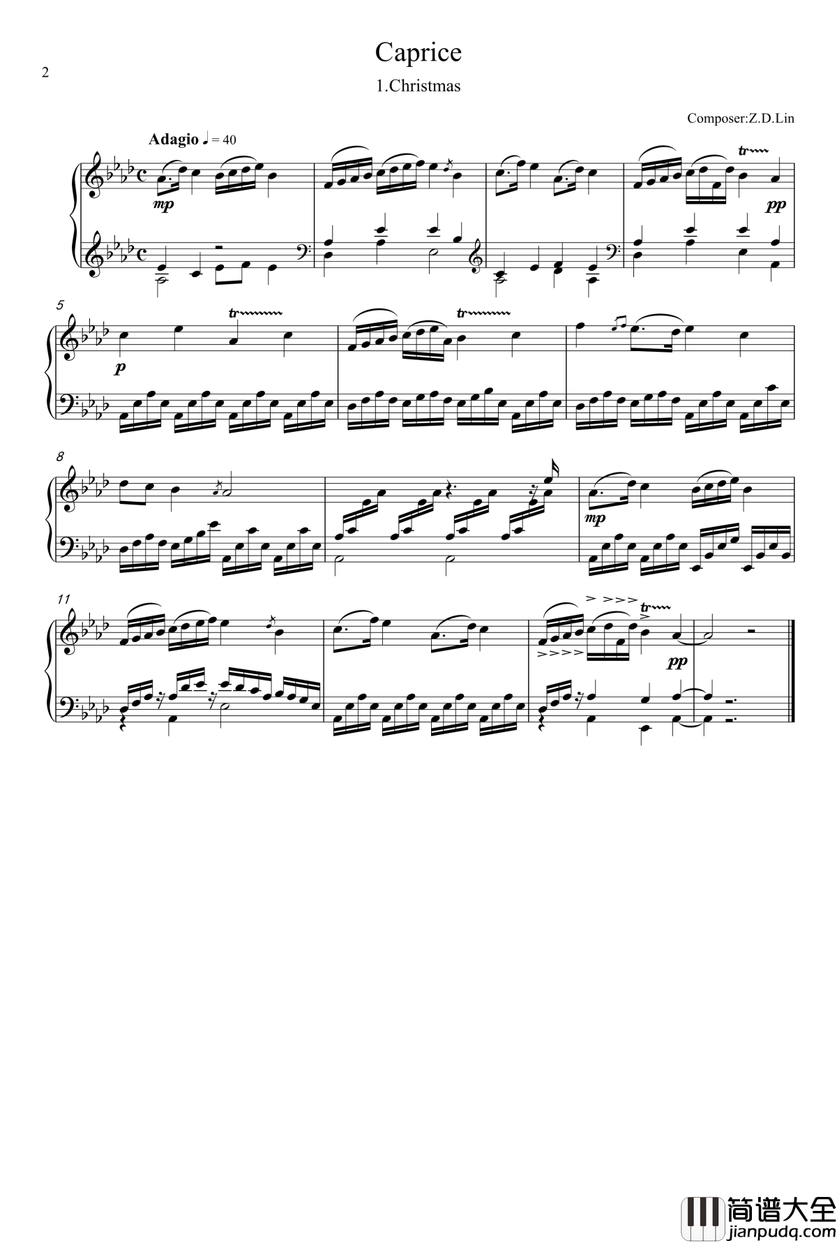随想曲1.圣诞随想钢琴谱_zd20