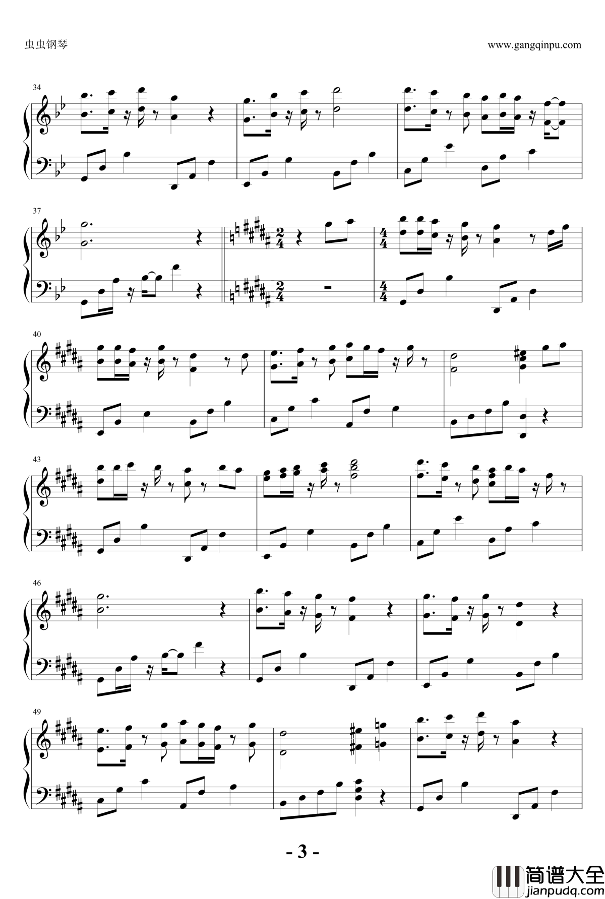 我们不是相爱吗钢琴谱_T_ARA