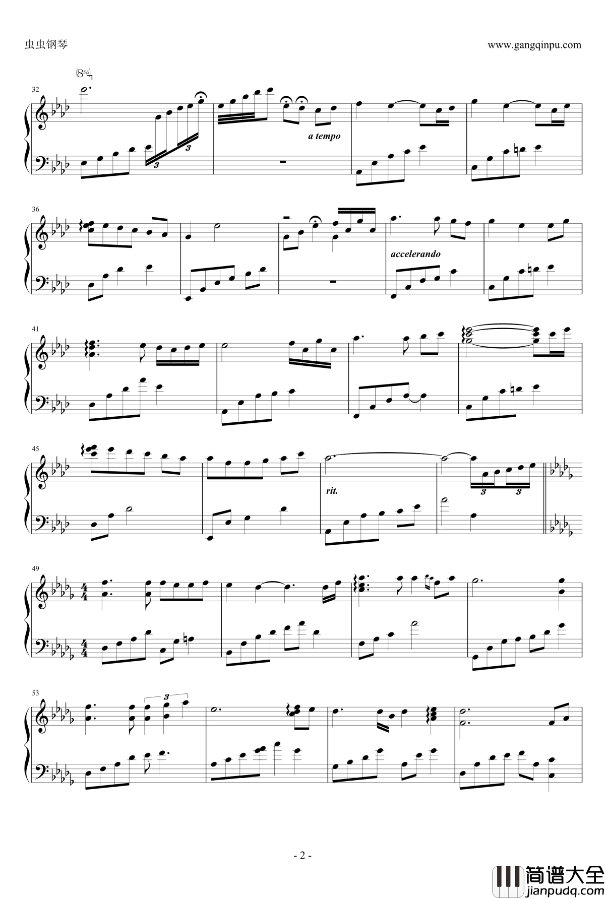 again钢琴谱_一棵开花的树_白日梦