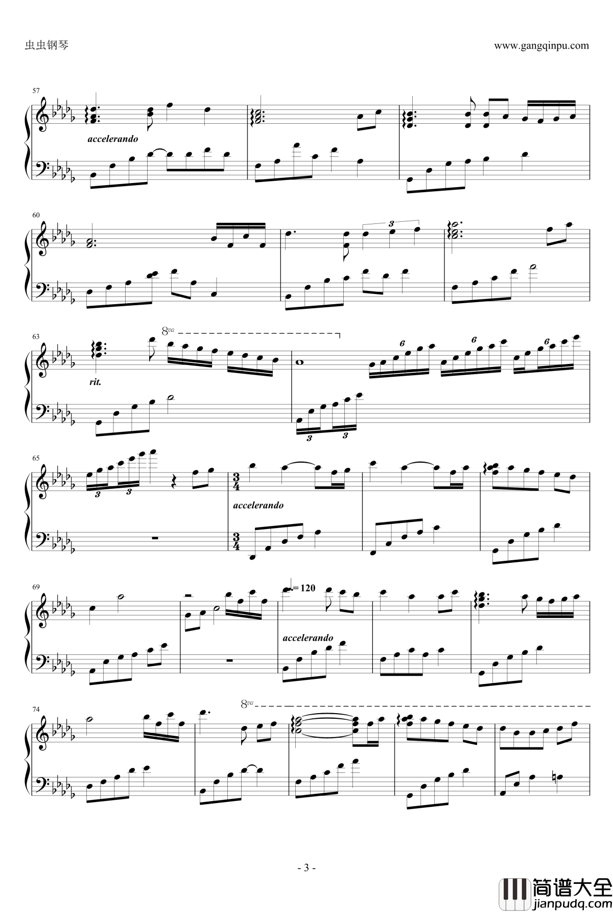 again钢琴谱_一棵开花的树_白日梦