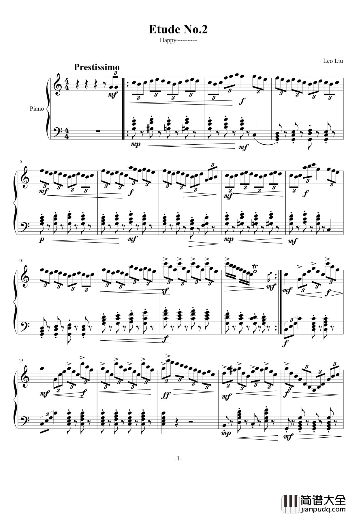 C大调练习曲钢琴谱_NO.2_灵动无痕