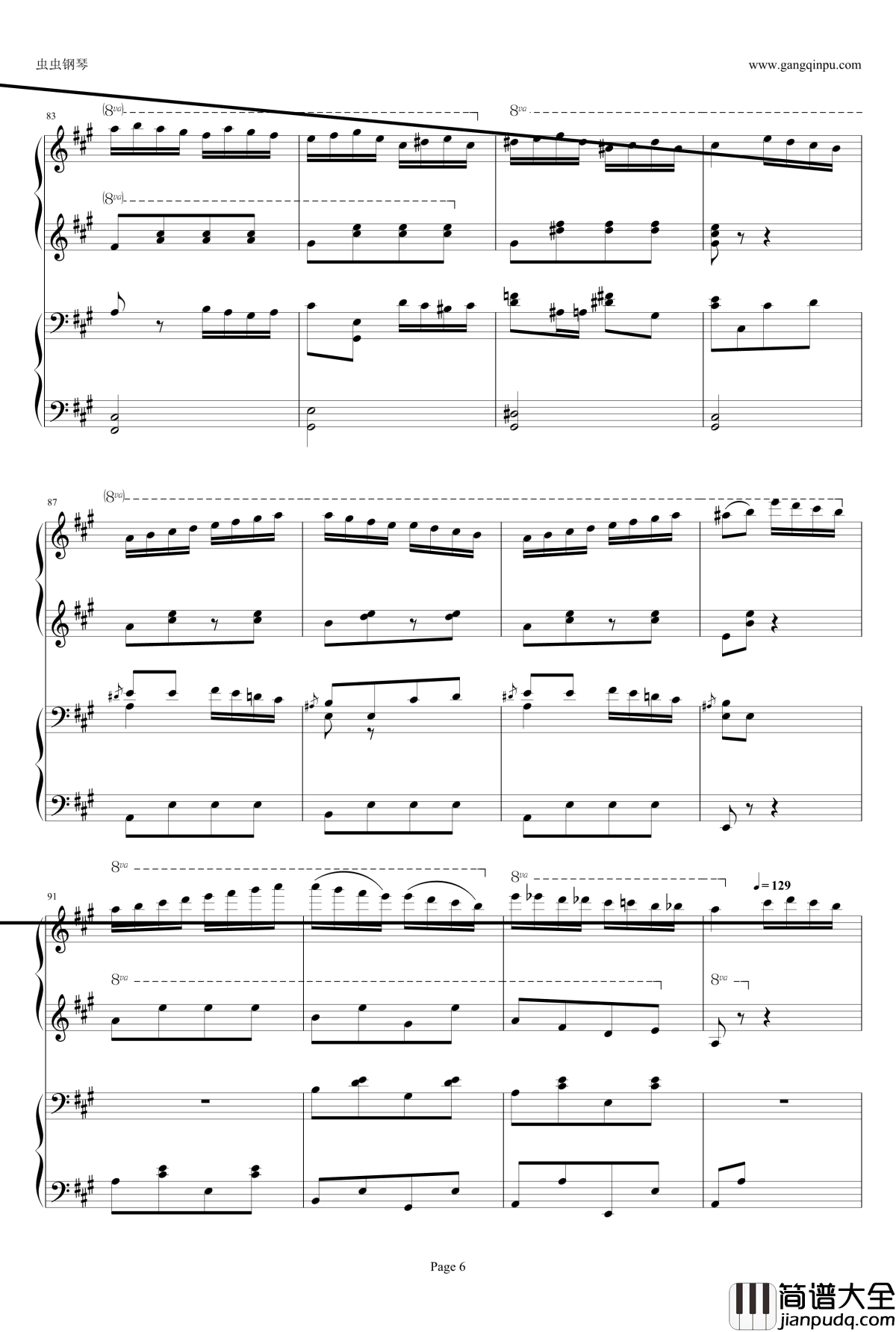 土耳其进行曲四手钢琴谱_李云迪周杰伦版_莫扎特