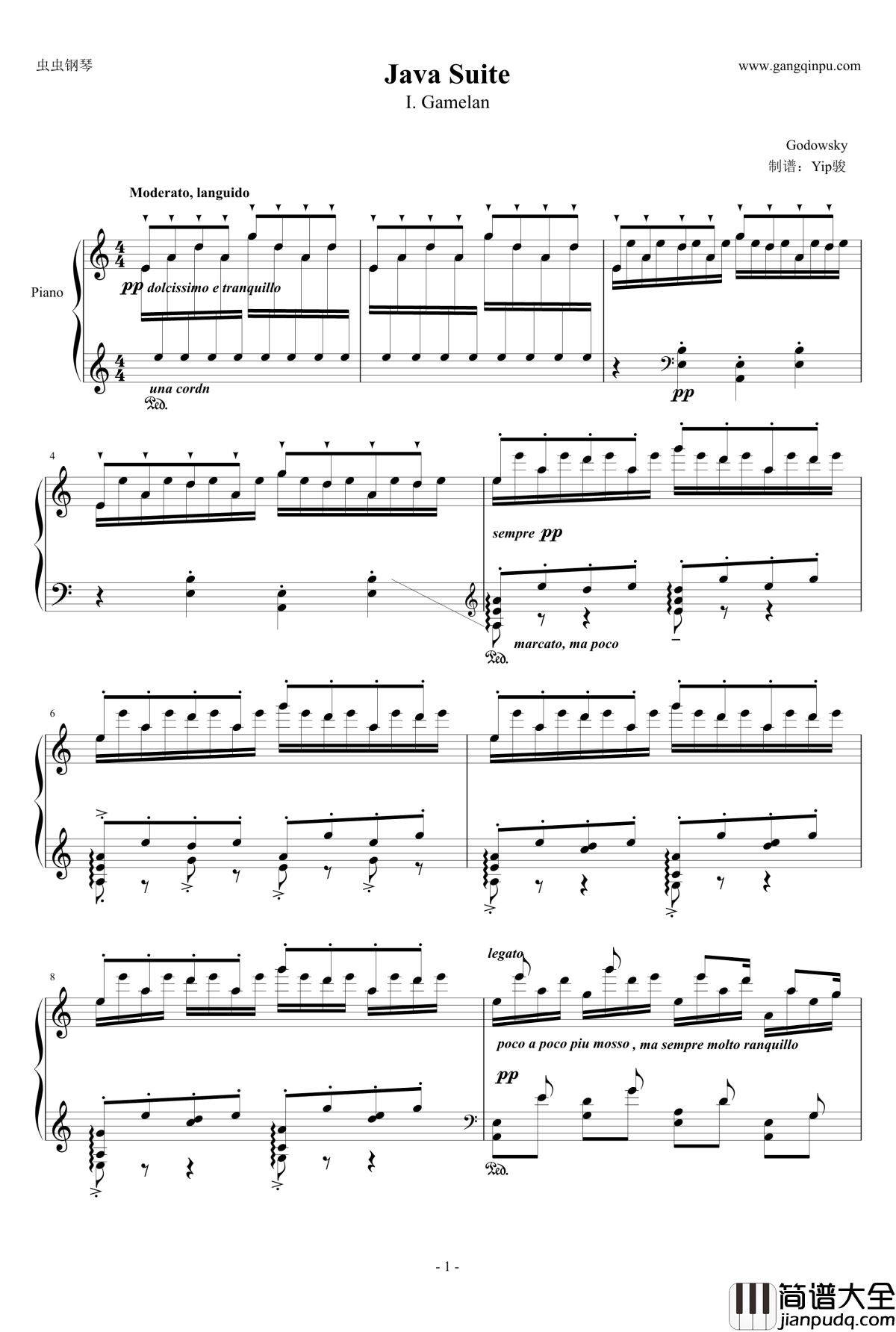 爪哇组曲钢琴谱_戈多夫斯基