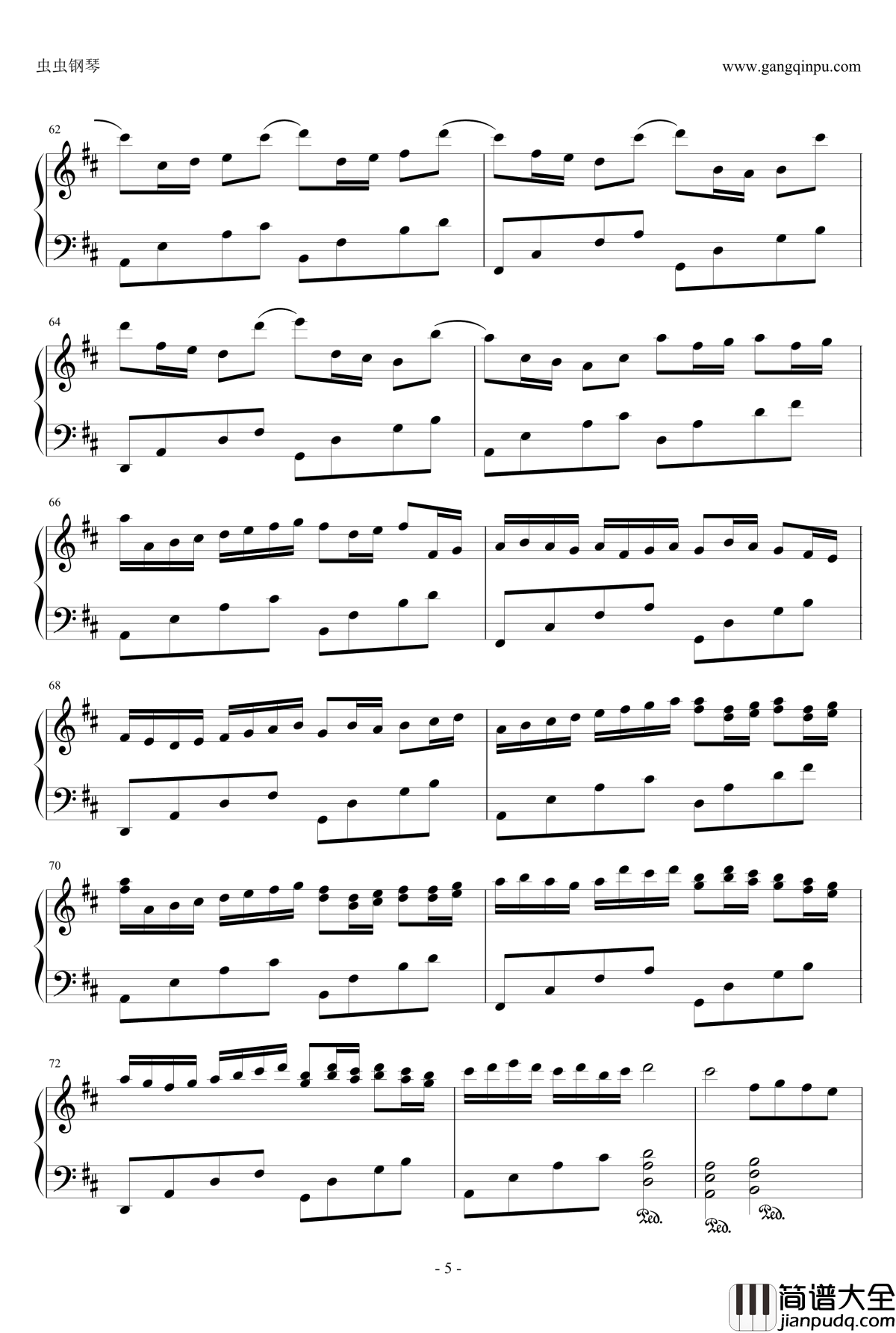 卡农：大爱人间钢琴谱_完整版_帕赫贝尔_Pachelbel