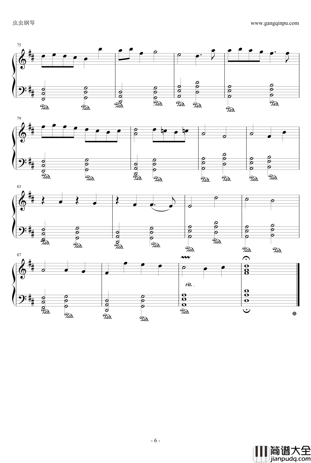 卡农：大爱人间钢琴谱_完整版_帕赫贝尔_Pachelbel