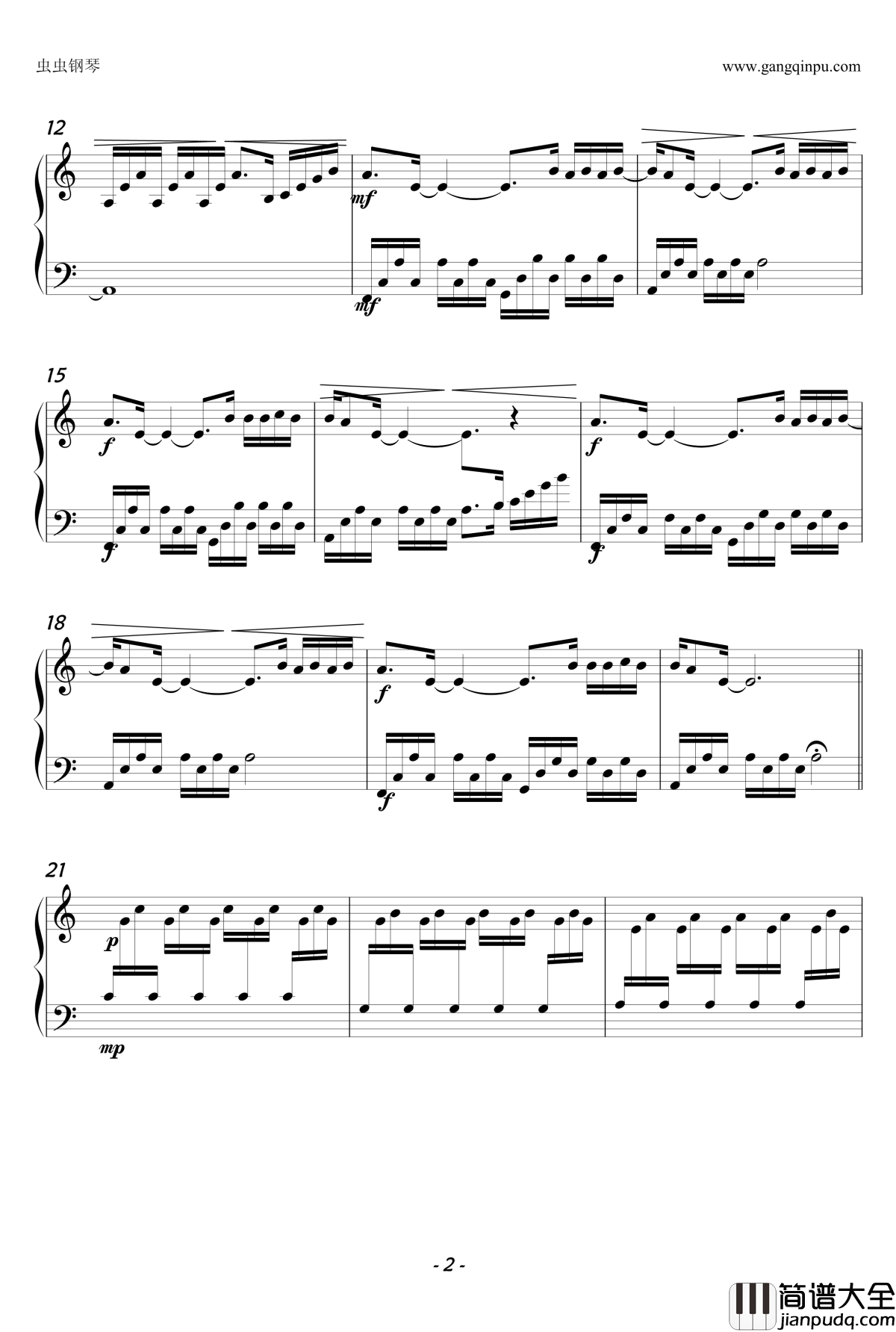 无法触碰片尾曲钢琴谱_Una_mattina