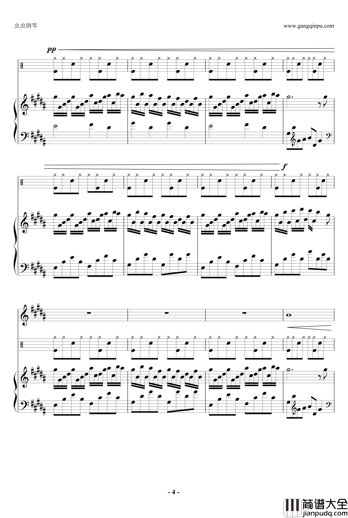 Flower_dance钢琴谱_钢琴小提琴架子鼓合奏谱_原版_DJ_Okawari