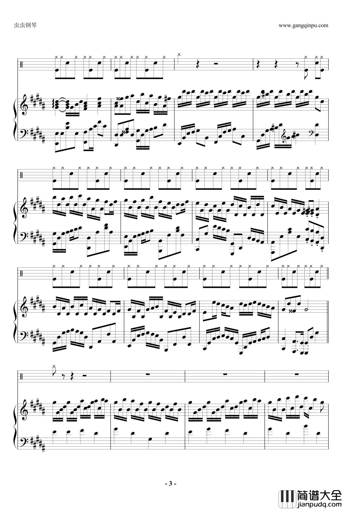 Flower_dance钢琴谱_钢琴小提琴架子鼓合奏谱_原版_DJ_Okawari