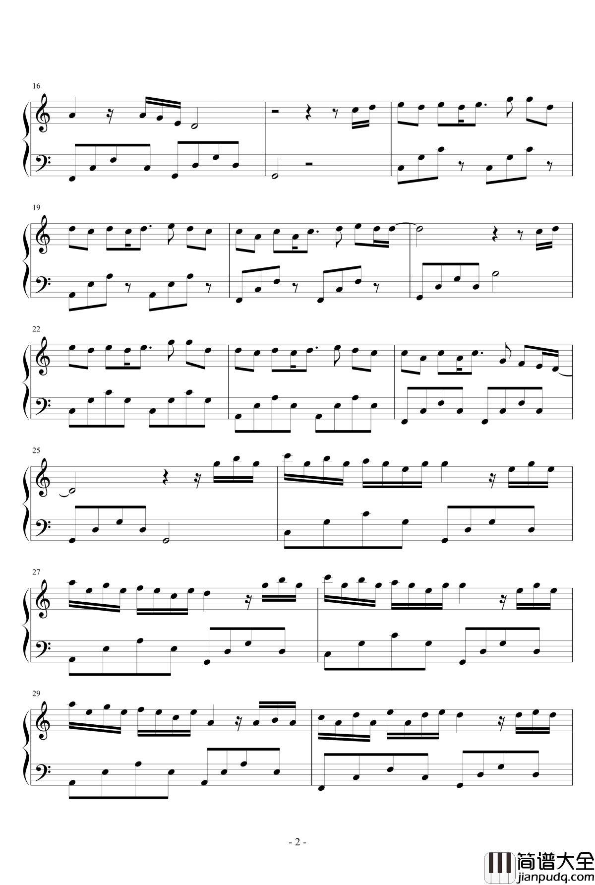 花海214钢琴谱_狂音