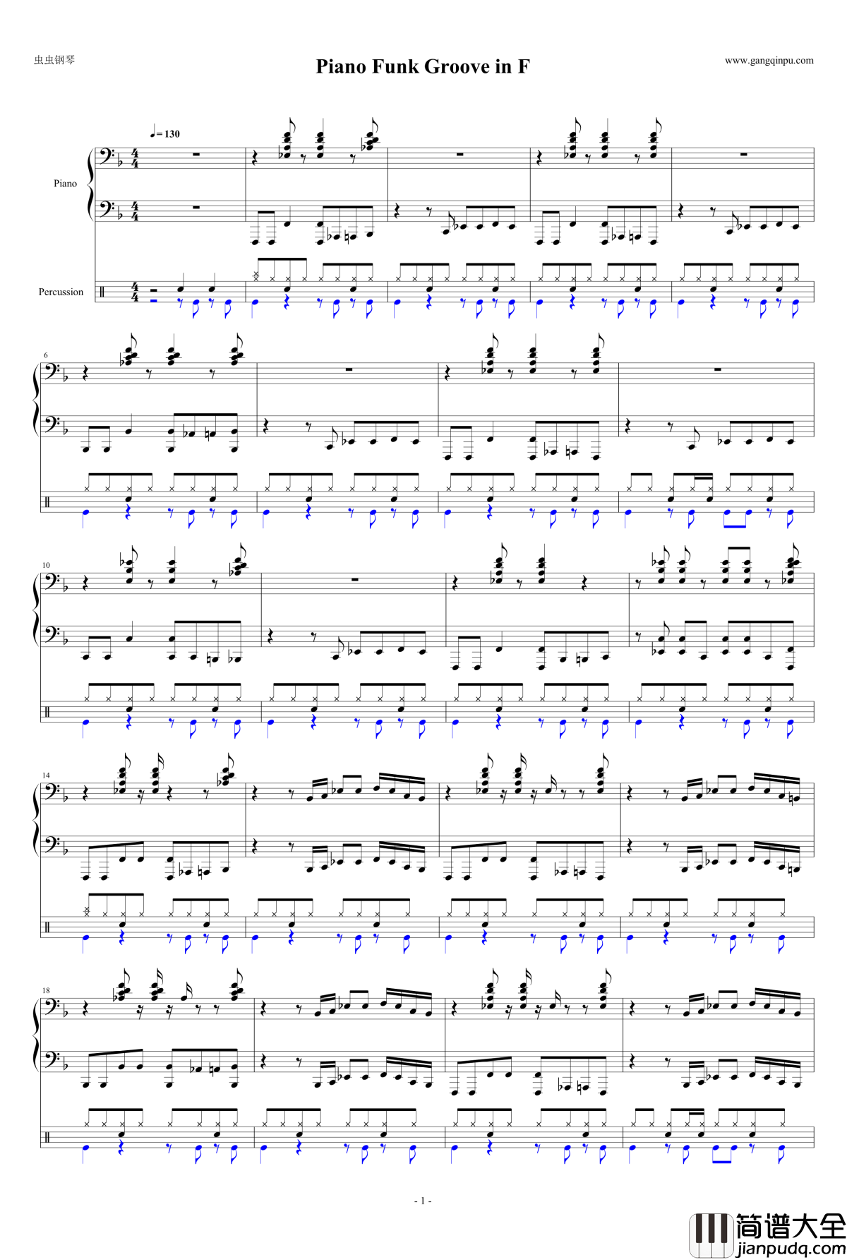 Funk_Groove_in_F钢琴谱_钢琴+鼓_Jonathan_Wilson