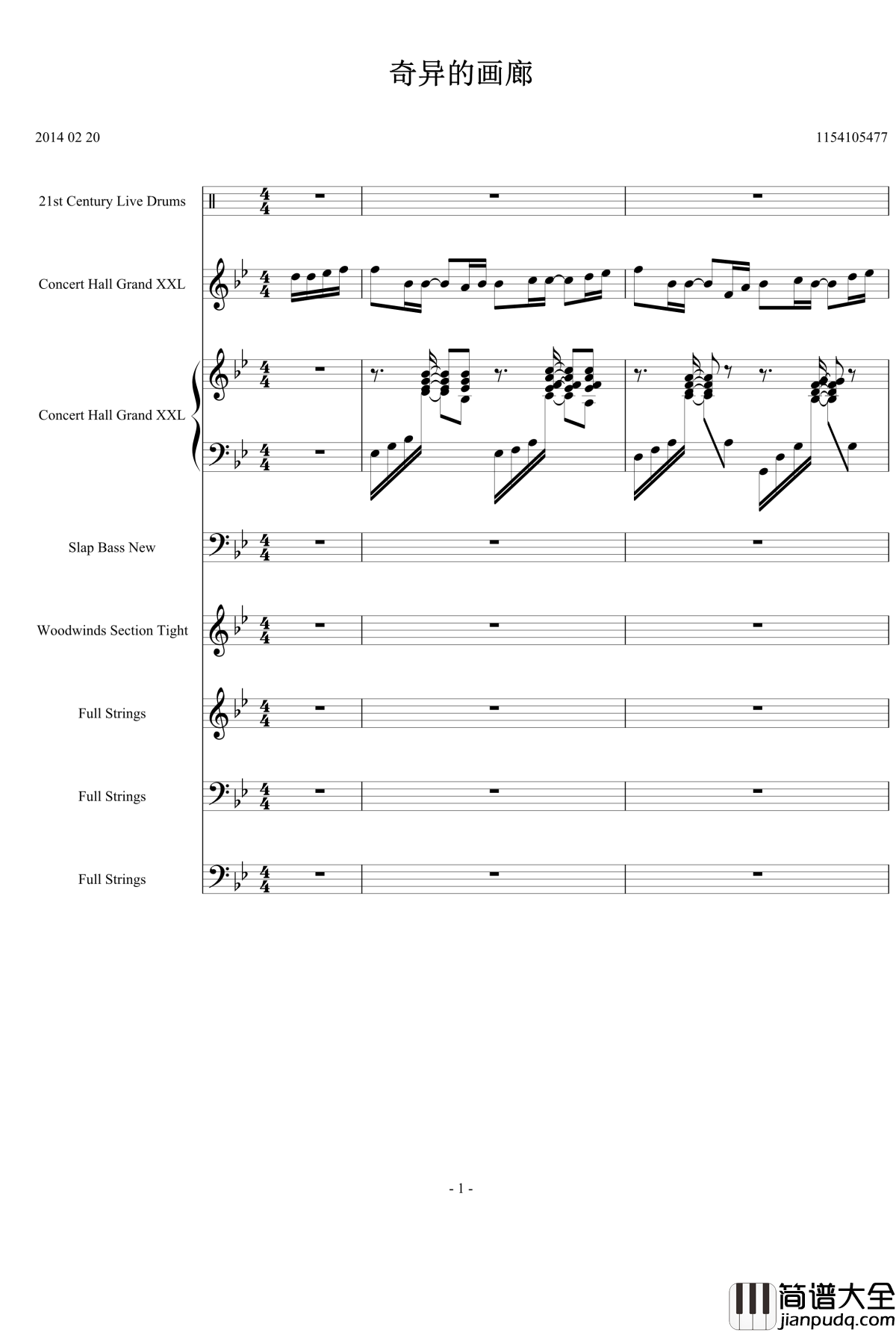 奇异的画廊钢琴谱_1154105477