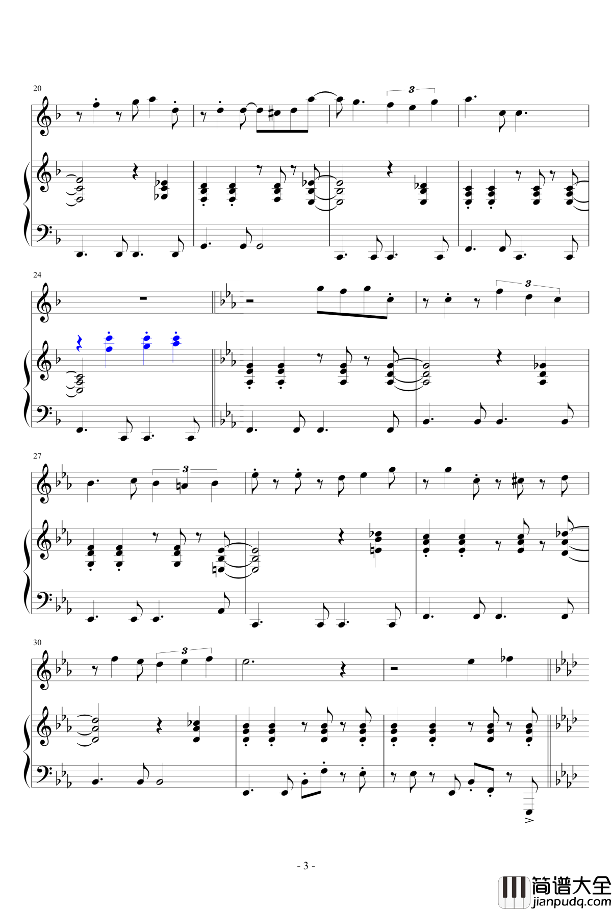 芒果冰淇淋钢琴谱_重编_天心琴