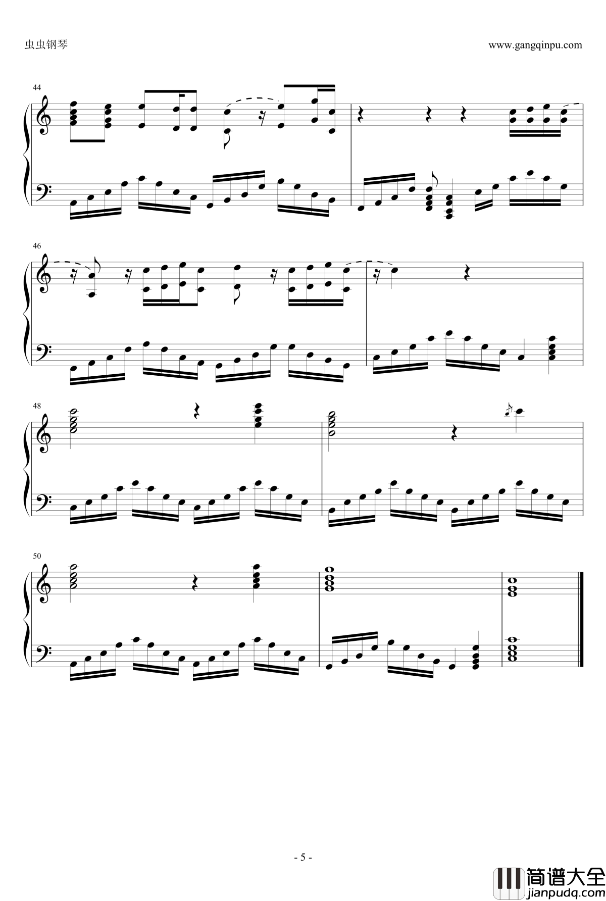 伞下钢琴谱_张宇